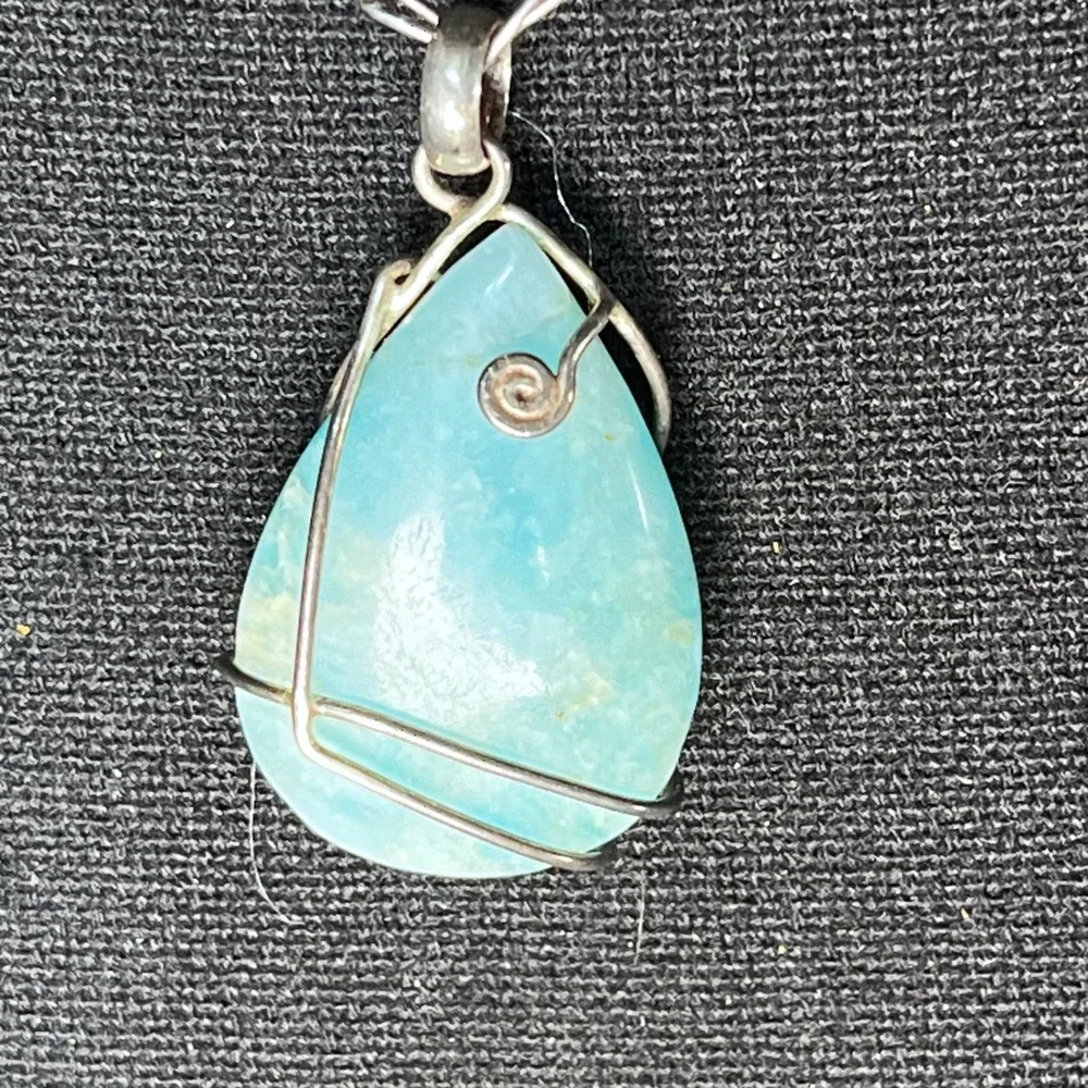 Teardrop Gemstone Wire Wrapped Pendant Necklace and Matching Dangle Earrings Set